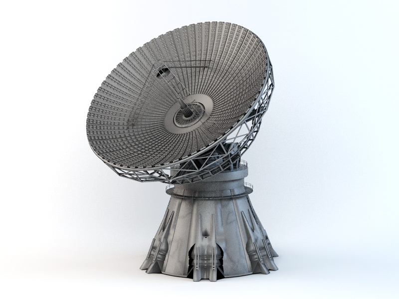 Satellite Dish Antenna Radar 3d rendering