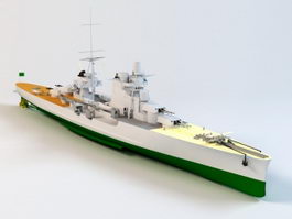WW2 Battleship 3d model preview