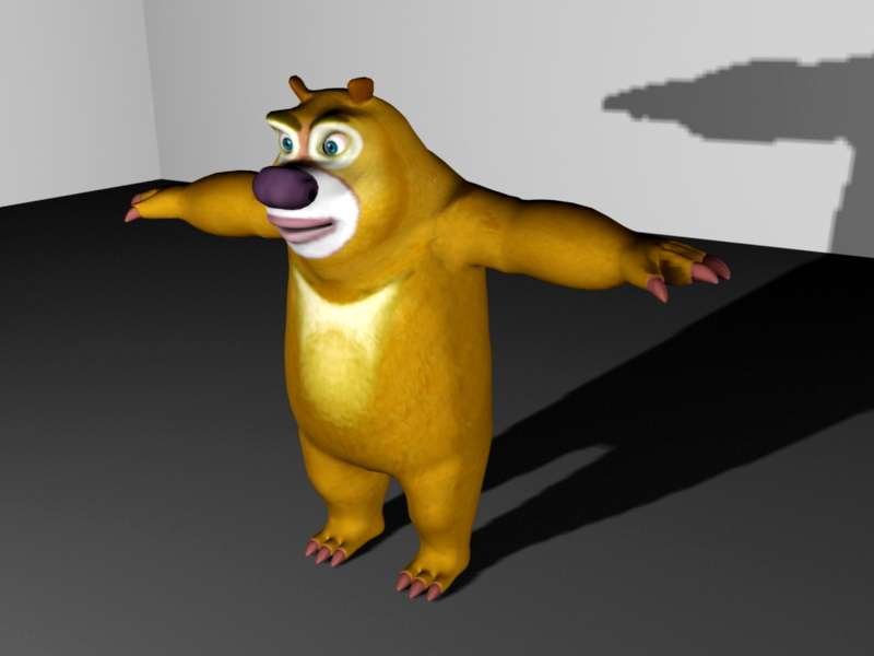 Cute Cartoon Bear Rig 3d rendering