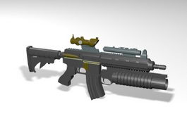 Assault Rifle with Scope 3d model preview