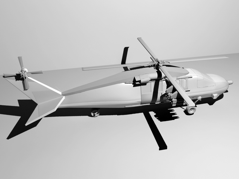 Armed Black Hawk 3d rendering