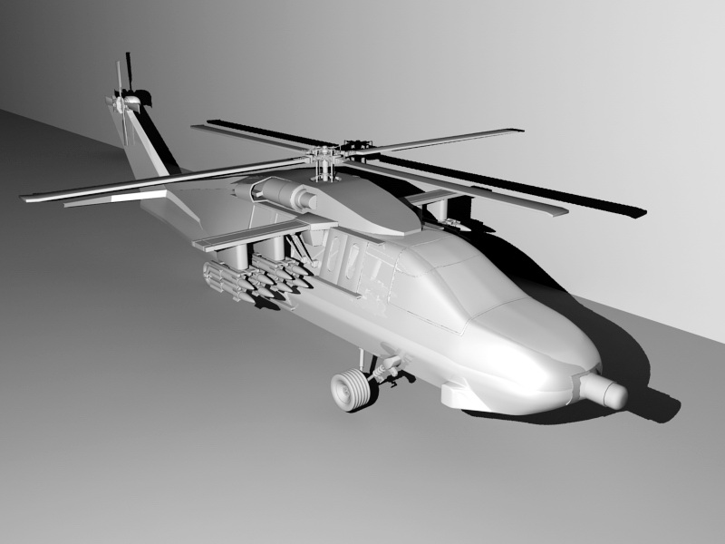 Armed Black Hawk 3d rendering