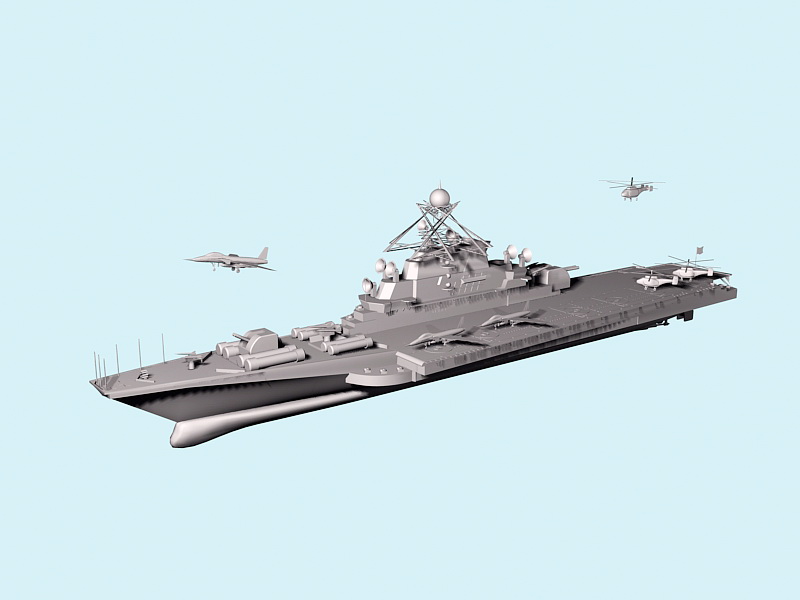 Aircraft Carrier & Fighter Jets 3d rendering
