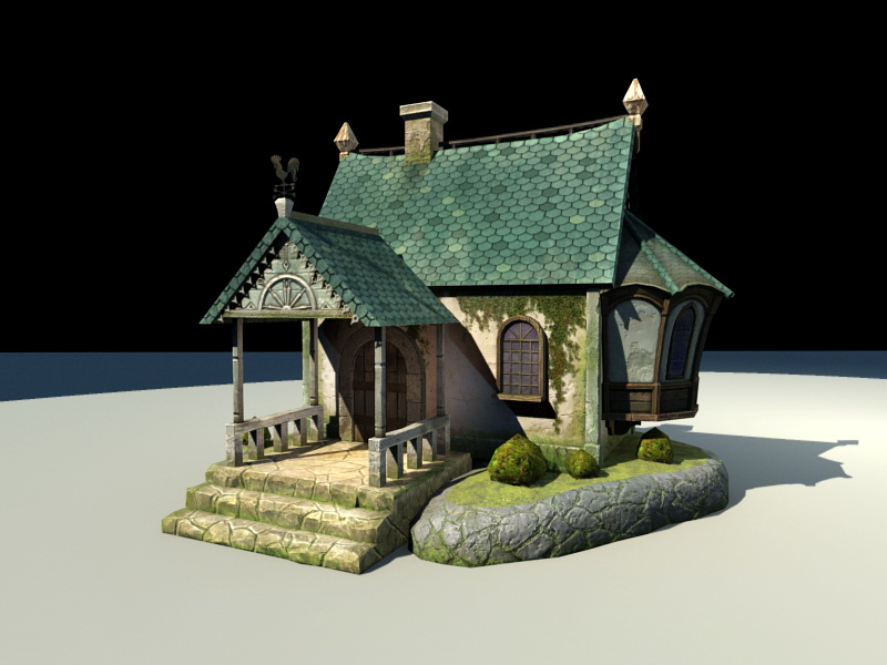 Anime Beautiful House 3d model 3ds Max files free download - modeling