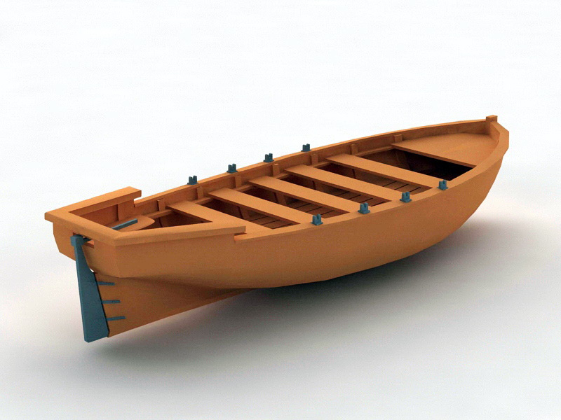 Small Wooden Boat 3d model 3ds Max files free download - modeling