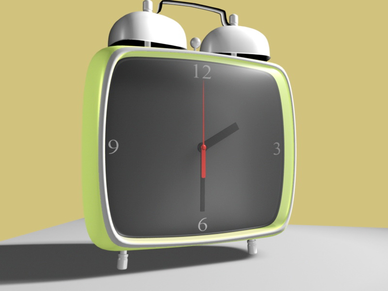 Modern Green Alarm Clock 3d rendering
