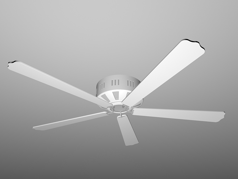 White Ceiling Fan 3d rendering