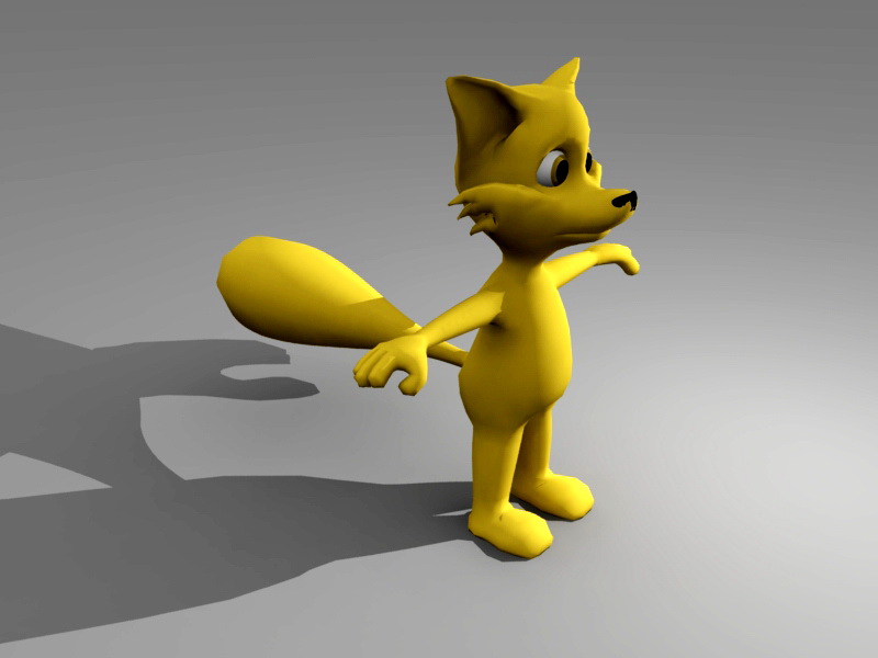 Cartoon Fox Character Rig 3d rendering