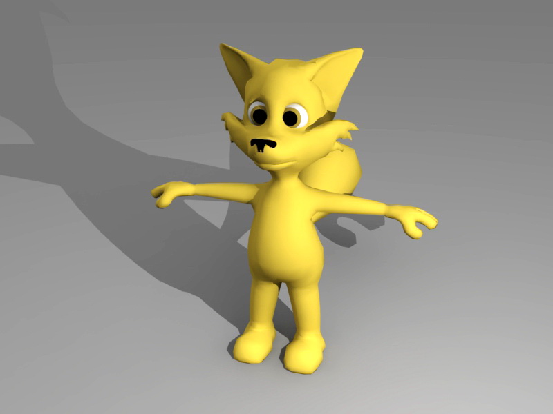 Cartoon Fox Character Rig 3d rendering