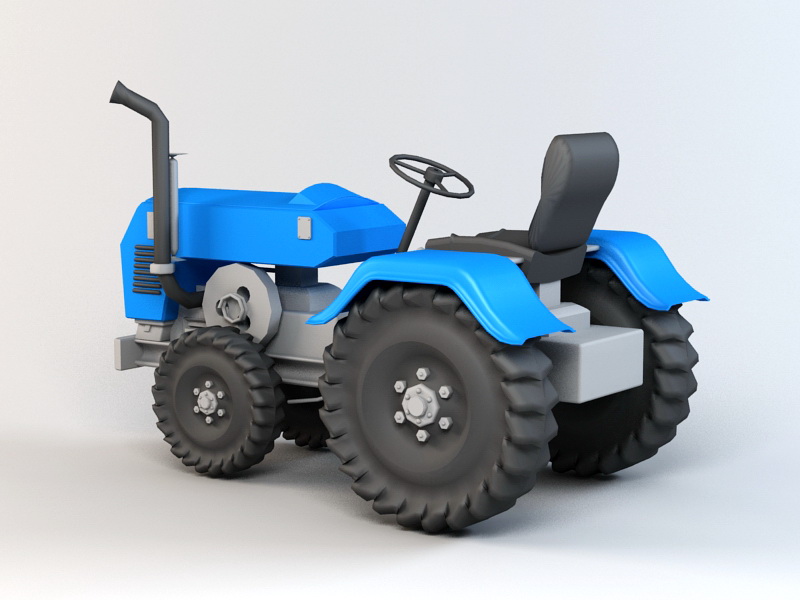 Blue Tractor 3d rendering