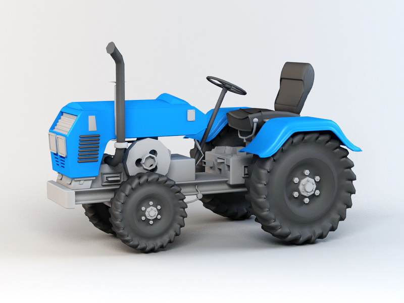 Blue Tractor 3d rendering