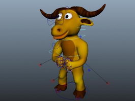 Cartoon Bull Character Rig & Animated 3d preview