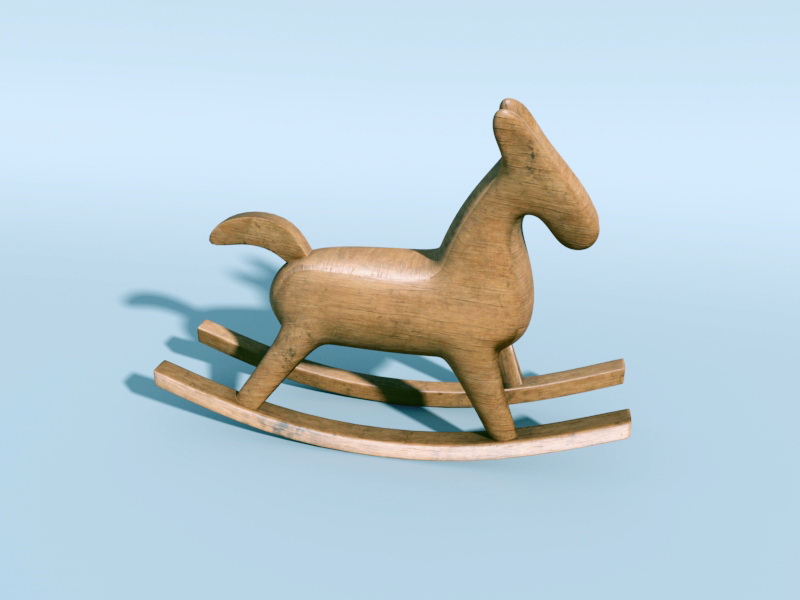 Wooden Rocking Horse 3d rendering