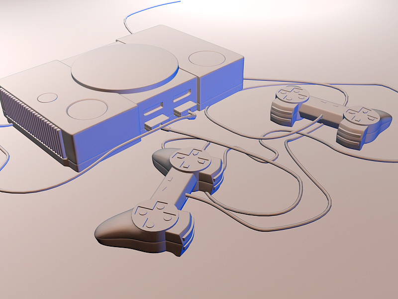 PlayStation Game Console 3d rendering