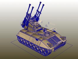 Self-Propelled Anti-Aircraft Gun Rig 3d model preview