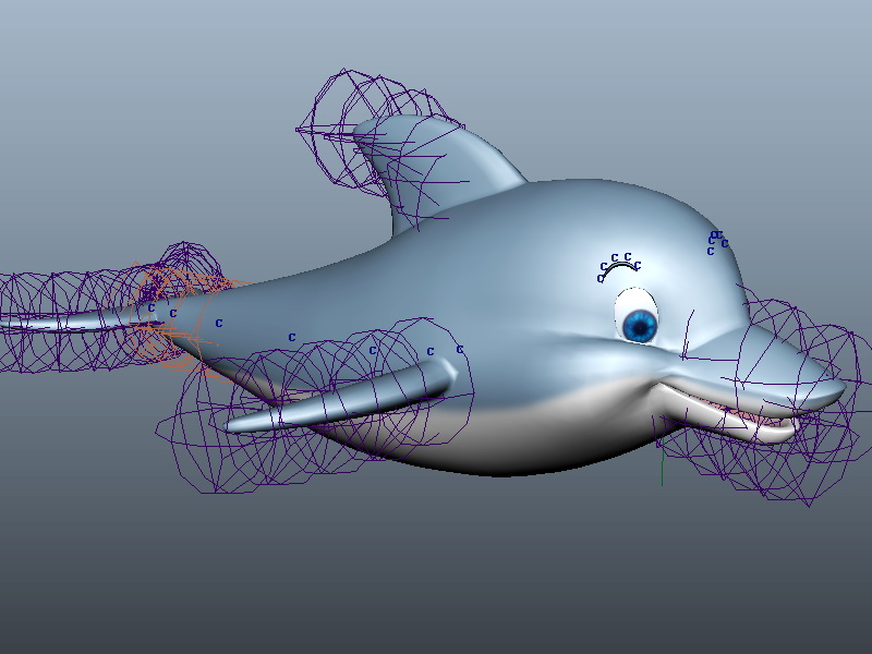 Animated Cartoon Dolphin Rig 3d rendering