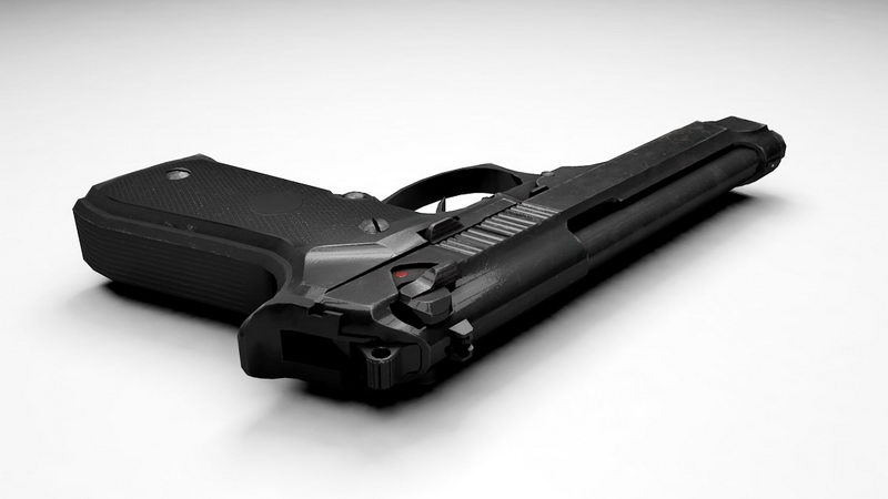 3D model of Beretta M9 9mm semiautomatic pistol. 