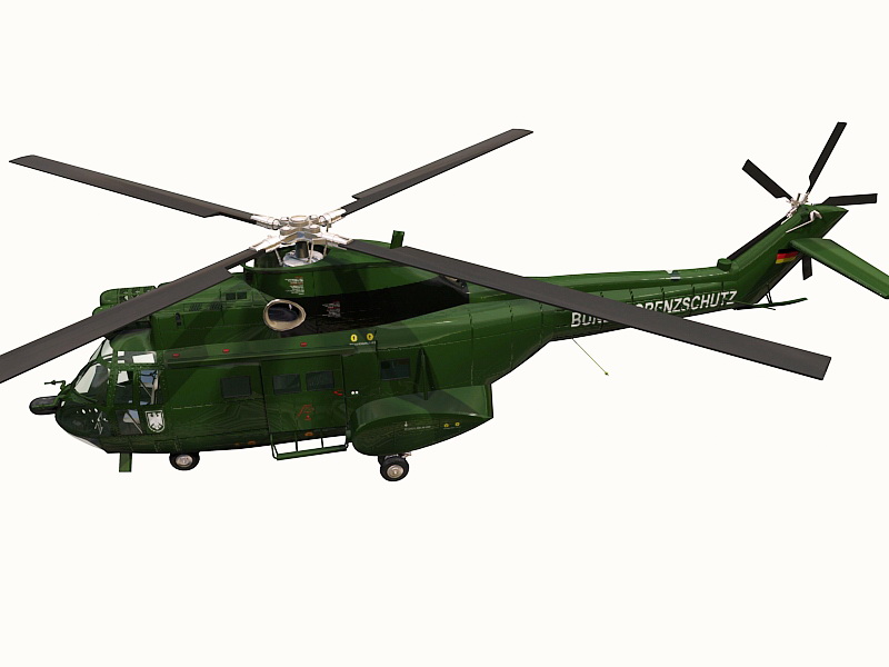 SA 330 Puma Helicopter 3d rendering