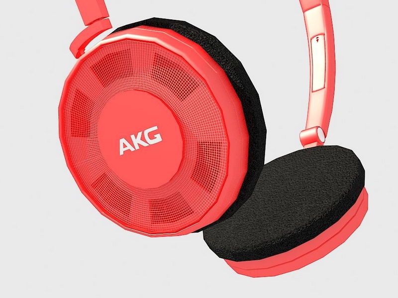 Red Headphones 3d rendering