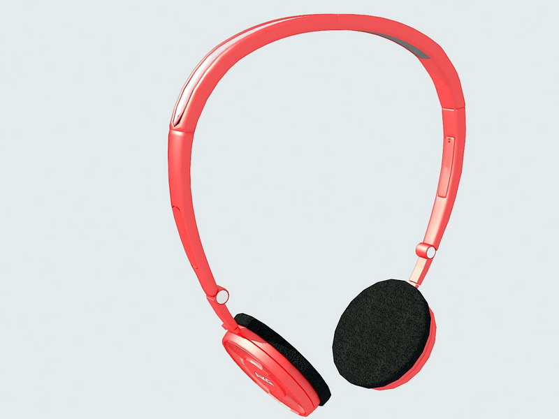Red Headphones 3d rendering