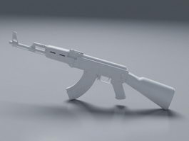 White AK-47 3d model preview
