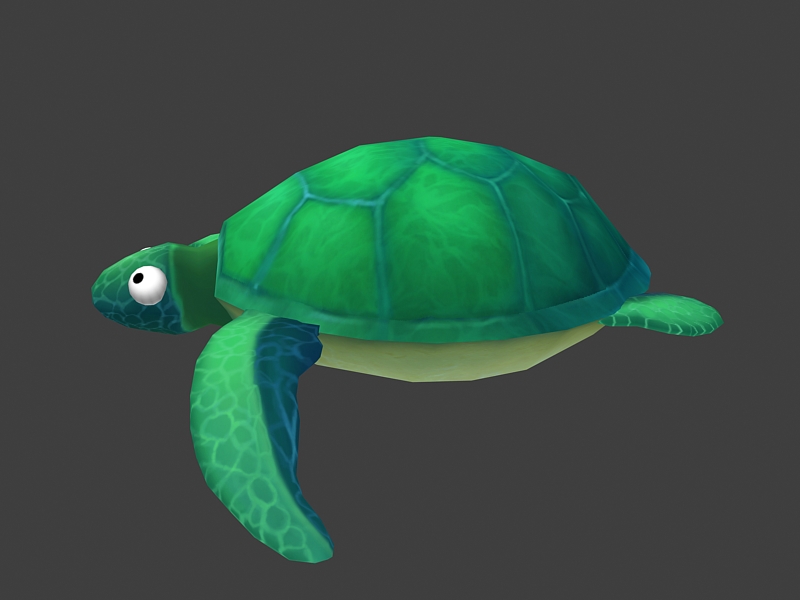 Cartoon Green Turtle 3d rendering