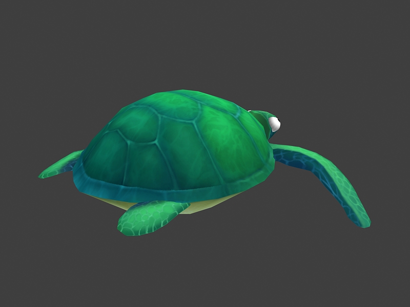 Cartoon Green Turtle 3d rendering