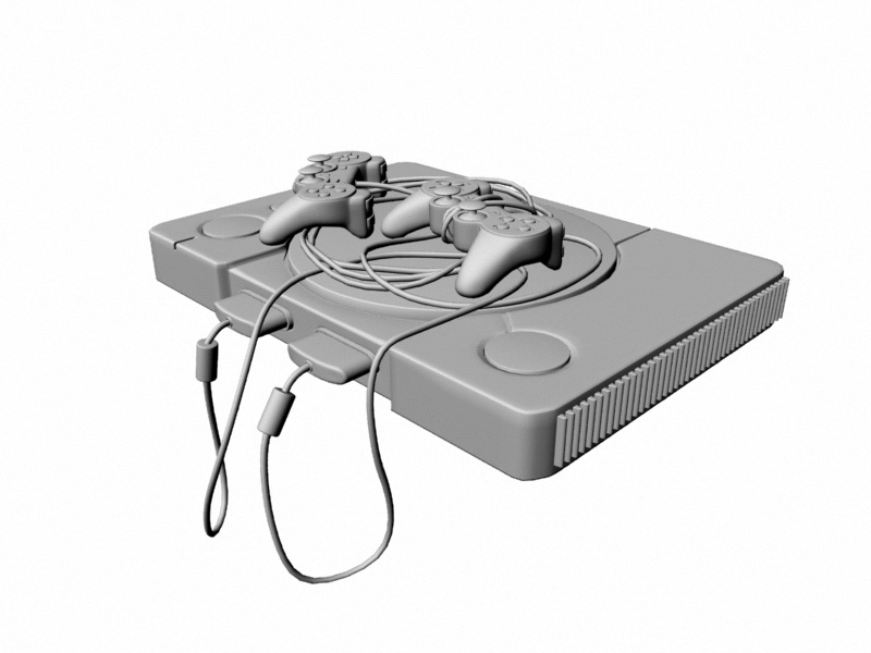 PS one Game Console 3d rendering