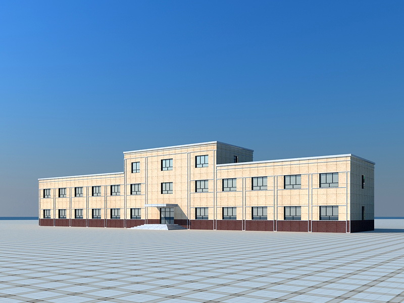 Small Brick Office Building 3d rendering