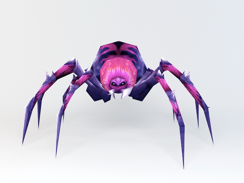 Purple Spider 3d rendering