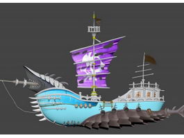 Cartoon Pirate Ship 3d model preview