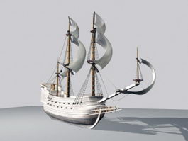 18th Century Warship 3d model preview