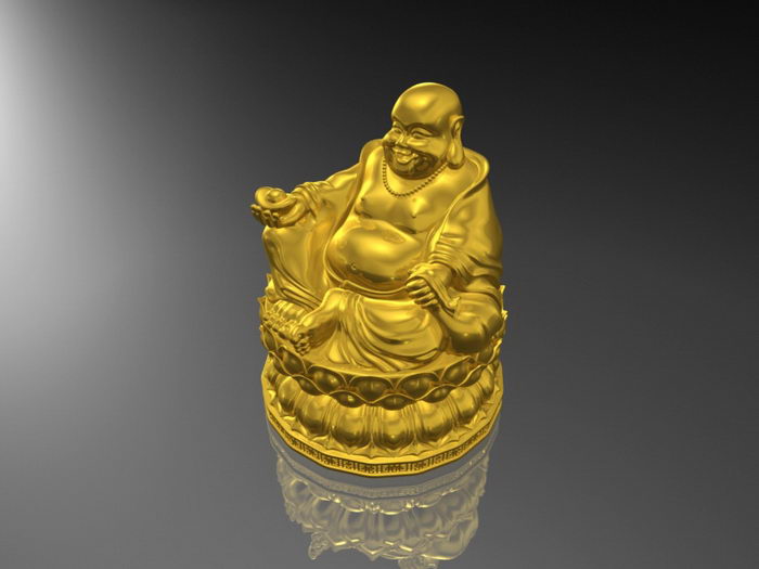 Golden Fat Buddha 3d rendering