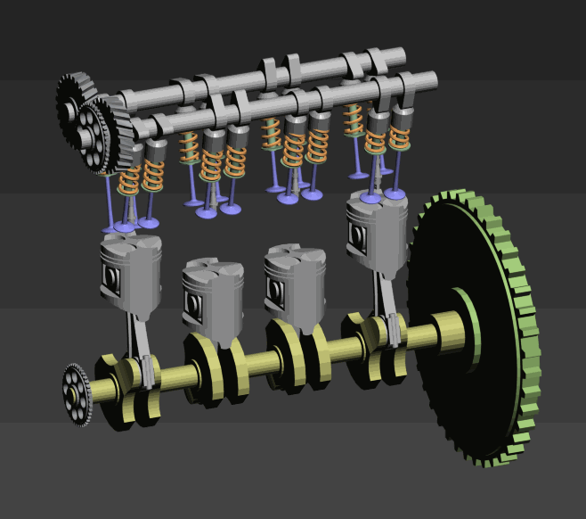 Animated Engine 3d rendering