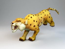 Animated Golden Leopard Rig 3d model preview
