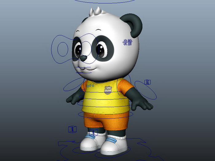 Cute Cartoon Panda Rig 3d rendering