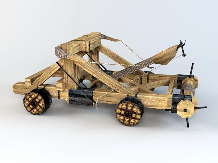images of scale model what if midieval catapault on a modern day tank chasis