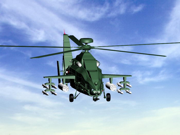 Z-19 Chinese Attack Helicopter 3d rendering