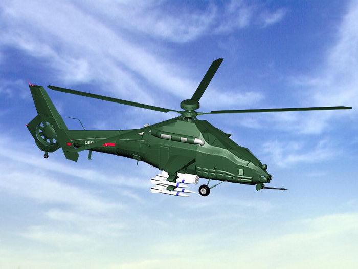 Z-19 Chinese Attack Helicopter 3d rendering