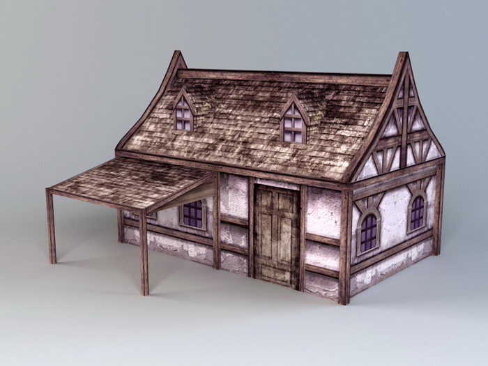 Medieval Folk House 3d rendering