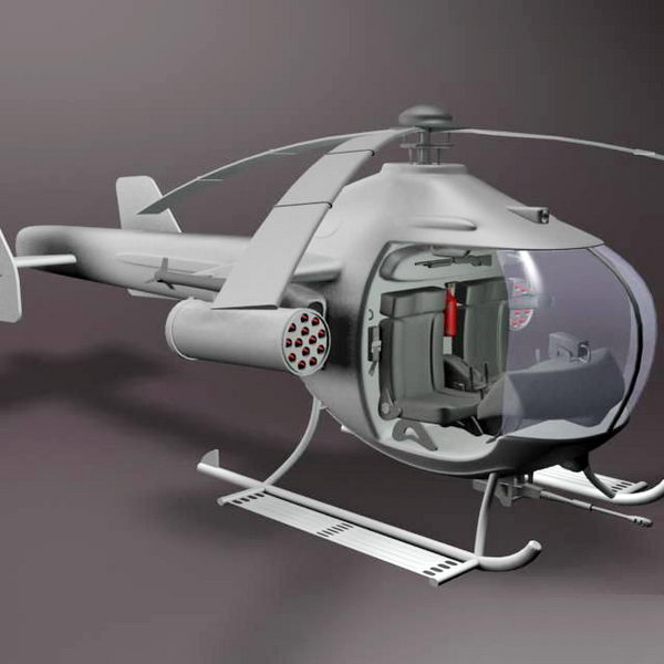 Tiny Military Helicopter 3d rendering