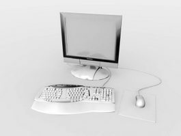 Keyboard Mouse and Monitor 3d model preview