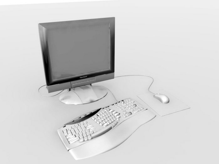 Keyboard Mouse and Monitor 3d rendering