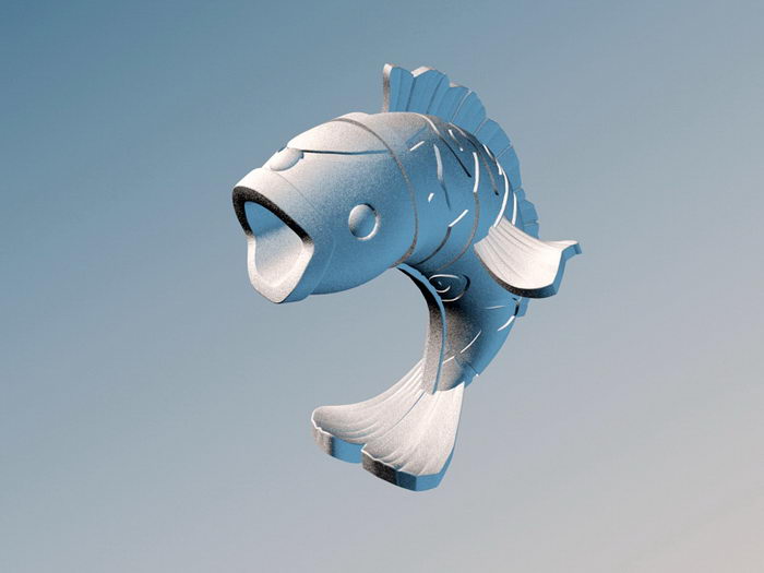 Stone Fish Sculpture 3d rendering