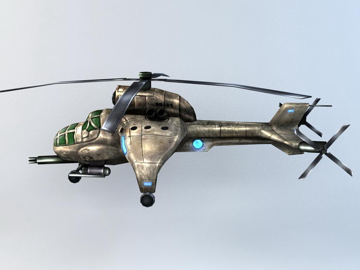 Steampunk Military Helicopter 3d rendering