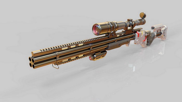 Steampunk Sniper Rifle 3d rendering