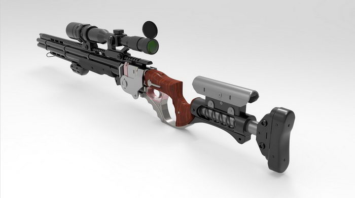 Steampunk Sniper Rifle 3d rendering