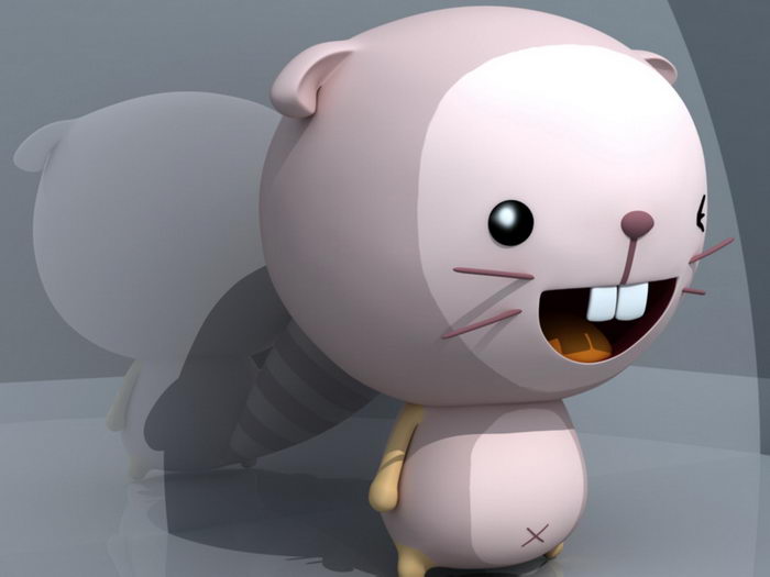 Cute Cartoon Beaver 3d rendering