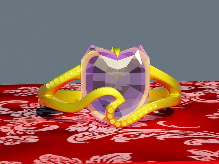 Purple Amethyst Ring 3d rendering