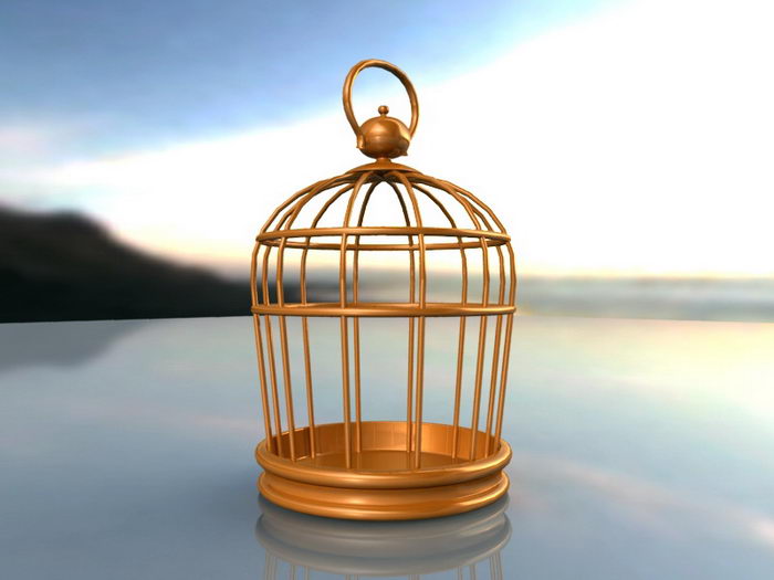Brass Bird Cage 3d rendering